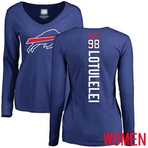NFL Women Buffalo Bills #98 Star Lotulelei Royal Blue Backer Long Sleeve T Shirt